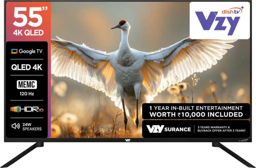 VZY by DishTV 55-inch 4K QLED Smart Google TV